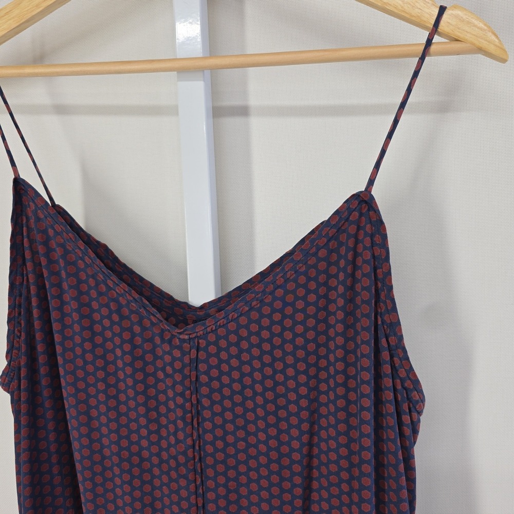 Apiece Apart New York 100% Silk Geometric Print Slip Dress Navy Red Size 6 - Picture 3 of 8